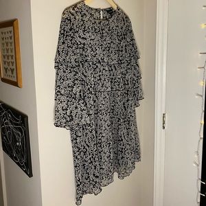 WHO WHAT WEAR ruffle smock babydoll dress